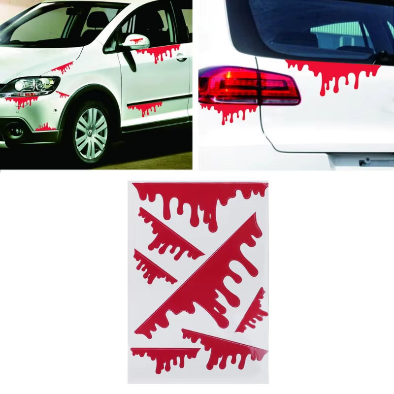 7 Pcs Funny Bleeding Red Blood Drip Zombie Undead Reflective Car Vinyl Sticker