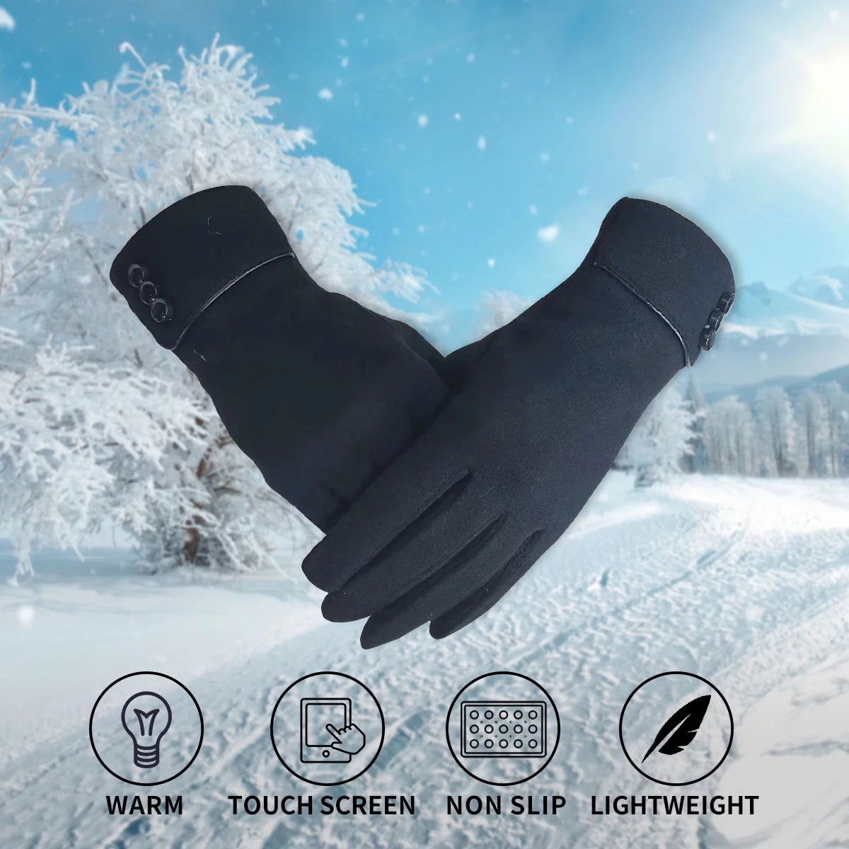 Winter Gloves for Women with Sensitive Touch Screen Texting Fingers Warm Vintage Gloves for Girls Winter 3 Pairs