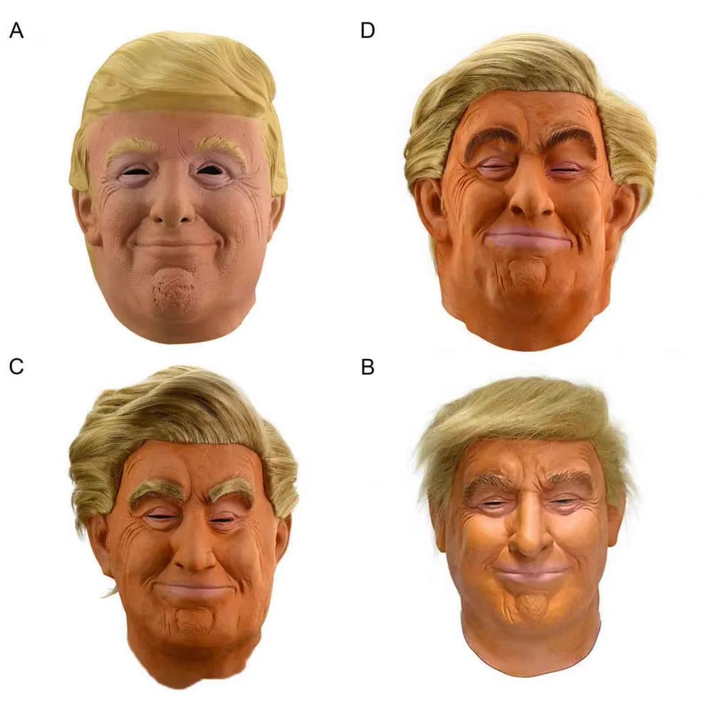 Trump Latex Full Head Face American Former President Mask Halloween Cosplay Head Cover Donald Trump Presidential Cosplay