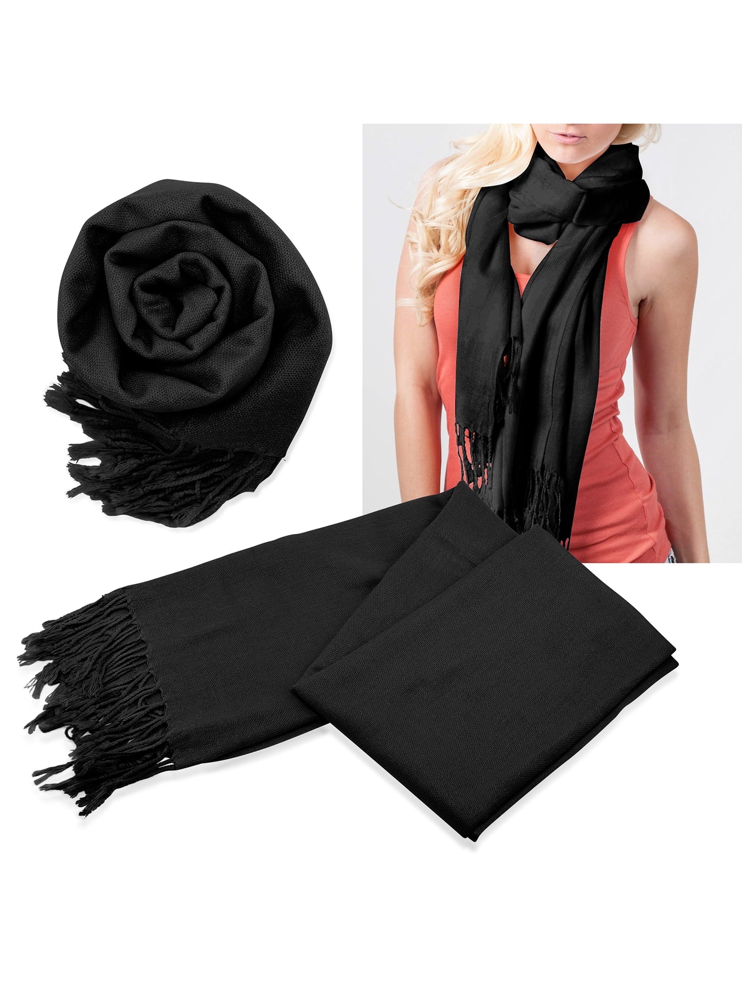 Fashion Women'S Scarf Lightweight Long Scarfs Luxury Lady Classic Range Pashmina Silk Solid Colors Wraps Shawl Stole Soft Warm Scarves for Women