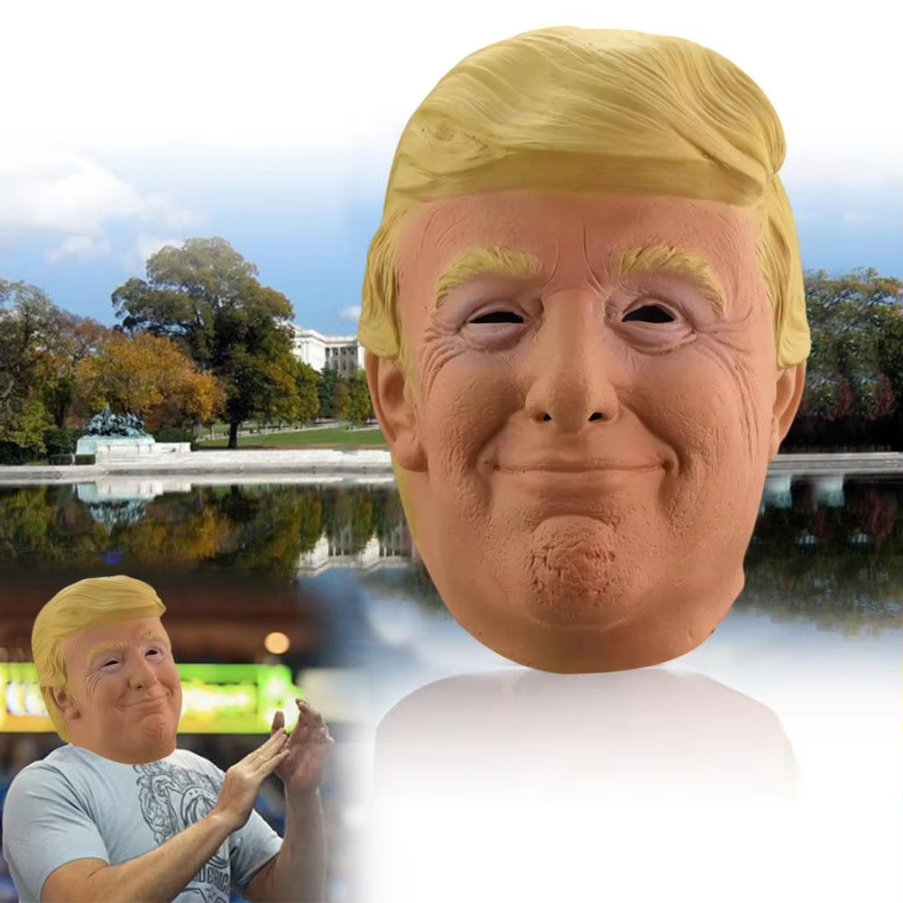 Trump Latex Full Head Face American Former President Mask Halloween Cosplay Head Cover Donald Trump Presidential Cosplay